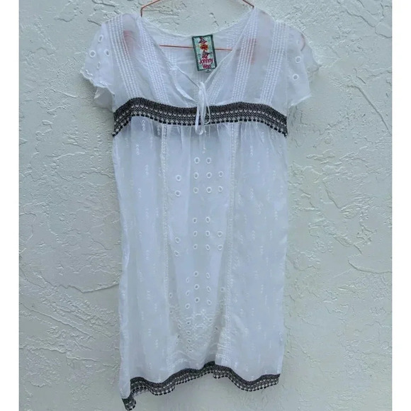 Johnny Was Womens Keyhole Embroidery Eyelet Daisy Dress White Size XS to Small - Picture 13 of 15